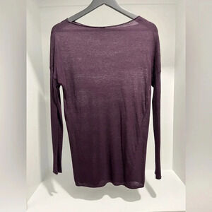 Vince Wool Blend Boatneck Distressed Sweater Dark Purple Size XS fitted